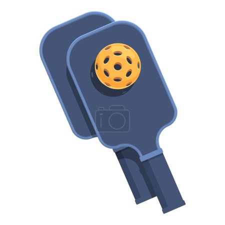 Blue paddle sport icon cartoon vector. Pickleball racket. League wear