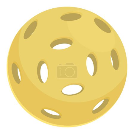 Yellow Pickle Ball Symbol Cartoon-Vektor. Kunstwerk-Abzeichen. Kunststoffschläger