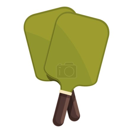 Double green paddle icon cartoon vector. League sport. Plastic healthy