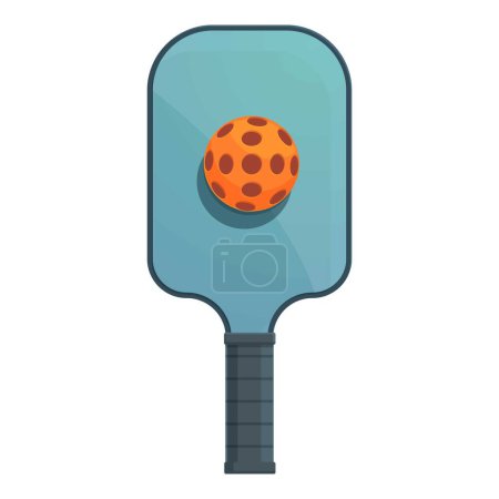 Team tennis paddle icon cartoon vector. Racket pickleball. Community badge