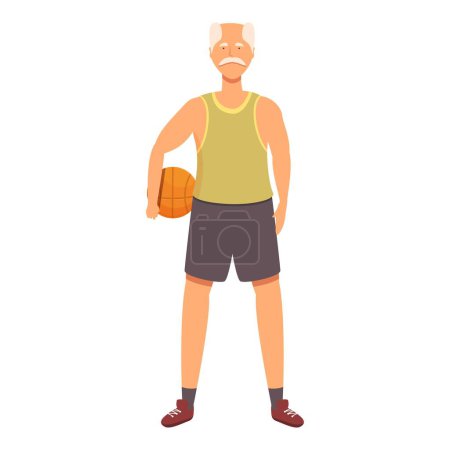 Old man basketball workout icon cartoon vector. Age training. Person athlete