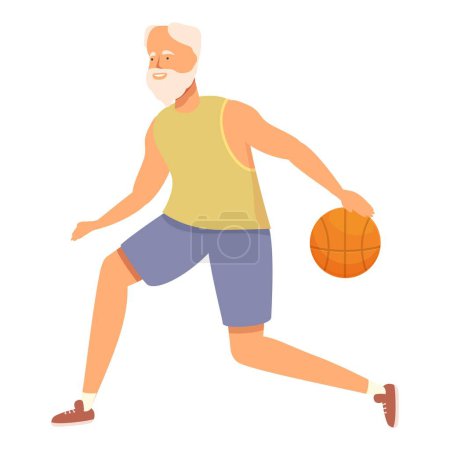 Senior man basketball move icon cartoon vector. Person adult. Athlete workout