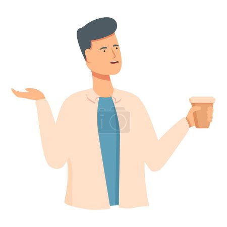 Drinking coffee conversation icon cartoon vector. Business talking. Guide speak
