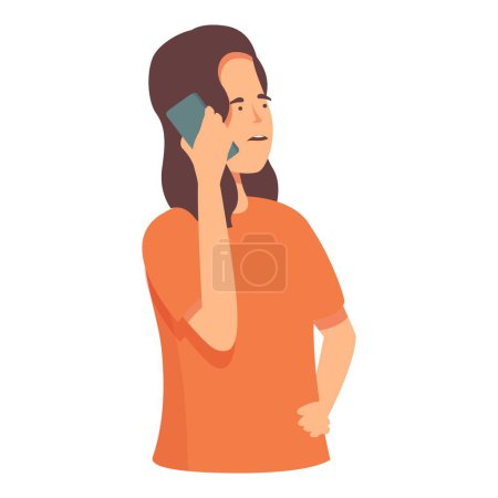 Cellular talk speak icon cartoon vector. Female conversation. Modern wife