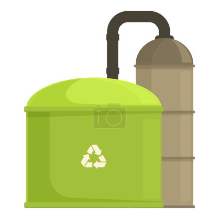 Illustration for Organic bio plant icon cartoon vector. Waste power industry. Natural gas plant - Royalty Free Image