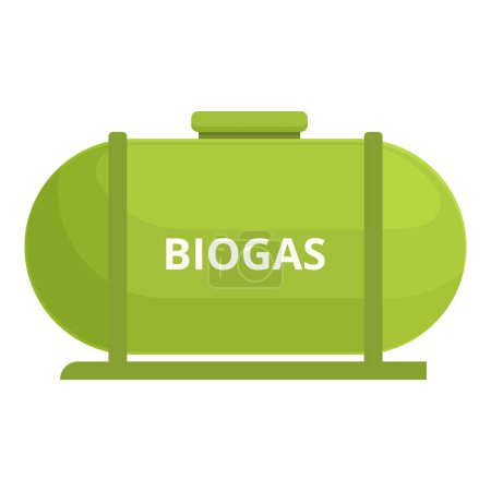 Téléchargez les illustrations : Biogaz grand réservoir icône dessin animé vecteur. Installation de biocarburant. Gaz d'industrie électrique - en licence libre de droit