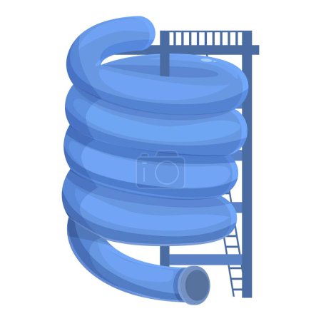 Ilustración de Diapositiva espiral tubo de agua icono vector de dibujos animados. Atracción de playa de plástico. Diversión de vacaciones - Imagen libre de derechos
