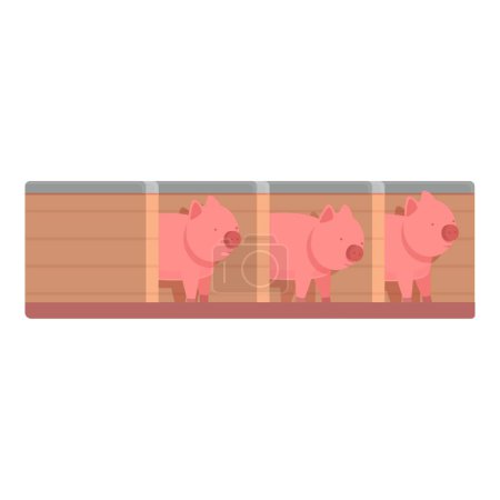 Pig farm protection icon cartoon vector. Swine animal. Domestic fence place