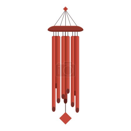 Red color wind chime icon cartoon vector. Hand vacation. Sky bell metal