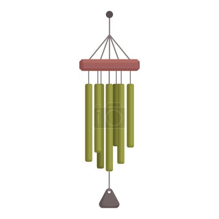 Green color wind chime icon cartoon vector. Metal bell. Hang vacation cool fair