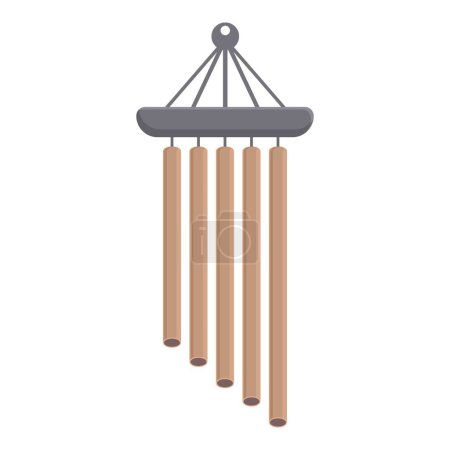 Travel wind chime icon cartoon vector. Wood gold music. Decoration bell