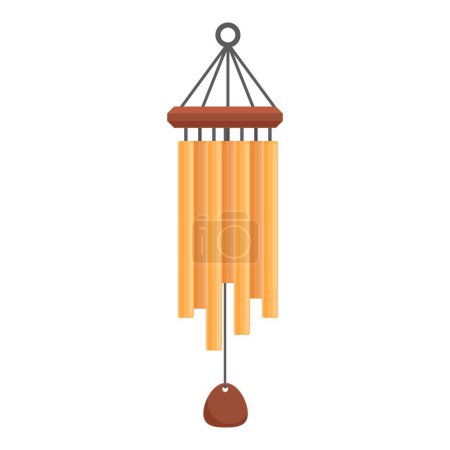 Gold wind chime icon cartoon vector. Asian instrument. Sound music nature