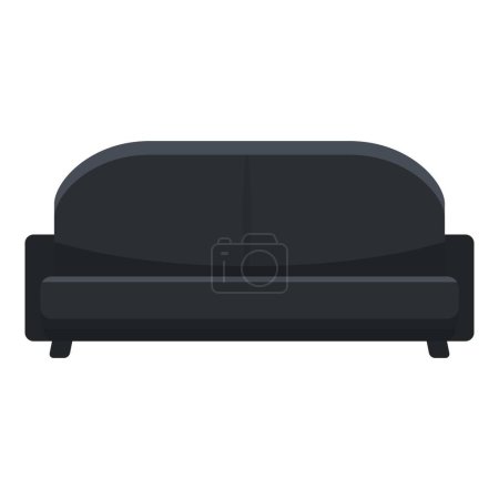 Negro icono de cuero sofá vector de dibujos animados. Oficina lindo diseño. Venta de tienda de muebles