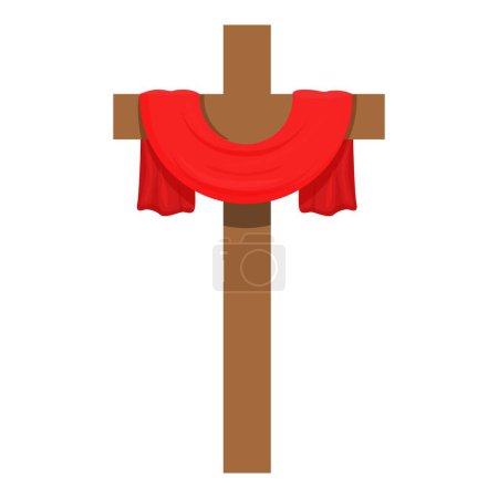 Ilustración de Cruz de madera icono vector de dibujos animados. Feliz celebración católica. Insignia religión - Imagen libre de derechos