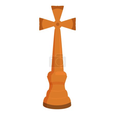 Ilustración de Iglesia icono de madera cruz vector de dibujos animados. Semana Santa de Pascua. Feliz celebración festiva - Imagen libre de derechos