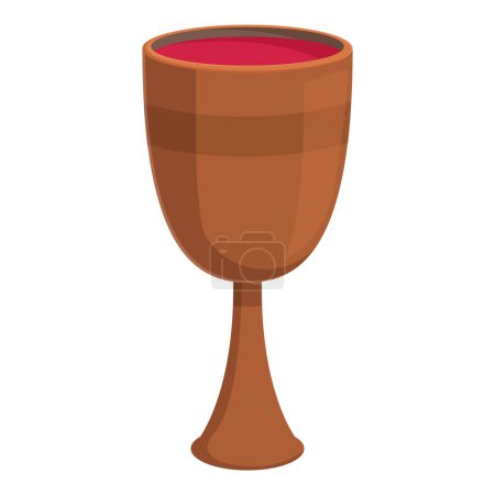 Ilustración de Vector de dibujos animados icono copa de vino de madera. Cruz de calvario de religión. Cáliz dios - Imagen libre de derechos
