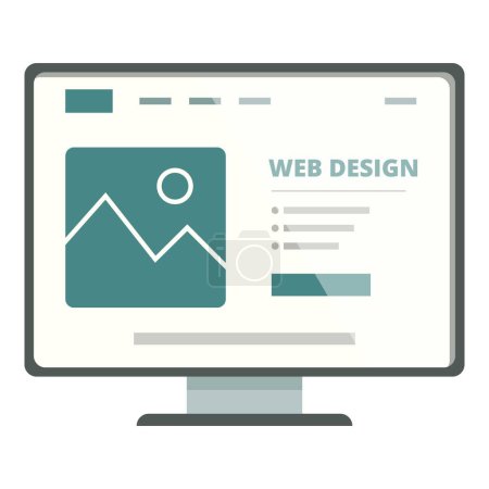 Web design monitor icon cartoon vector. Tablet electronic desktop. Screen developer