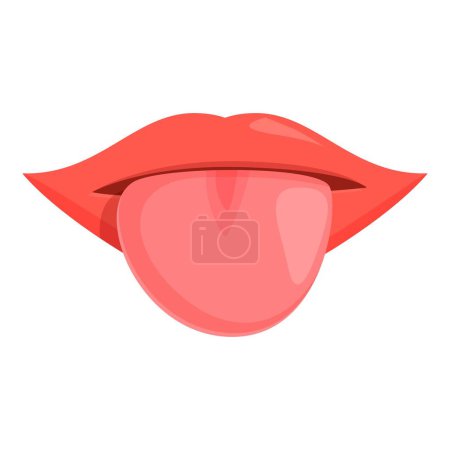 Illustration for Tongue mouth icon cartoon vector. Woman open face. Red clean sexy lips - Royalty Free Image