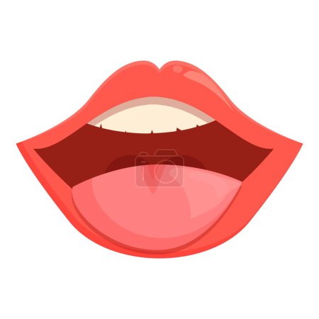 Illustration for Open mouth icon cartoon vector. Sexy woman lips. Cleaner healthy teeth - Royalty Free Image