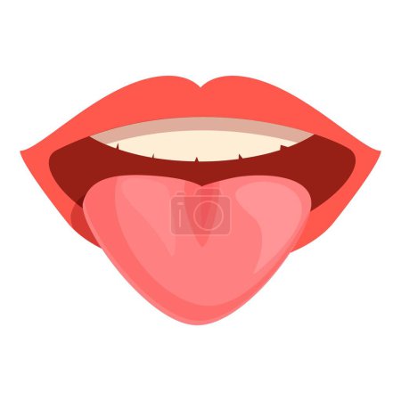 Illustration for Tongue smile woman icon cartoon vector. Sexy red lips. People person organ - Royalty Free Image