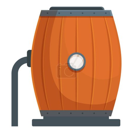 Barrel wine production icon cartoon vector. Grape basket. Glass testing organic