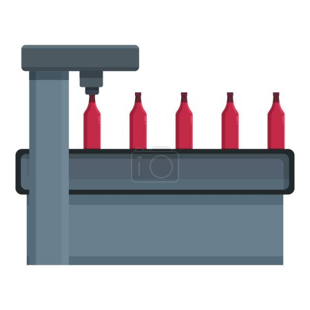 Icono de línea de producción de vino vector de dibujos animados. Beba la fábrica de alcohol. Pruebas orgánicas naturales