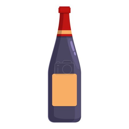 Téléchargez les illustrations : Vecteur de dessin animé icône bouteille de vin rouge. Processus industriel. Boisson bio naturelle - en licence libre de droit