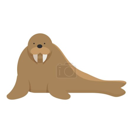 Illustration for Arctic walrus icon cartoon vector. Ice pole animal. Exploration scientist cold region - Royalty Free Image