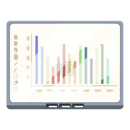 Using interactive board icon cartoon vector. Electronic surface. Information panel