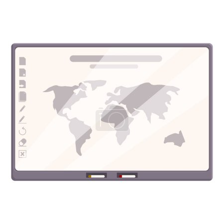 Global interactive map icon cartoon vector. Touch screen. Multimedia display