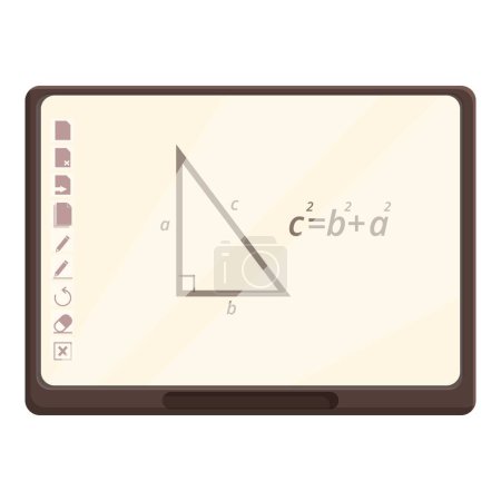 Mathematics on interactive board icon cartoon vector. Computer multimedia. Display monitor