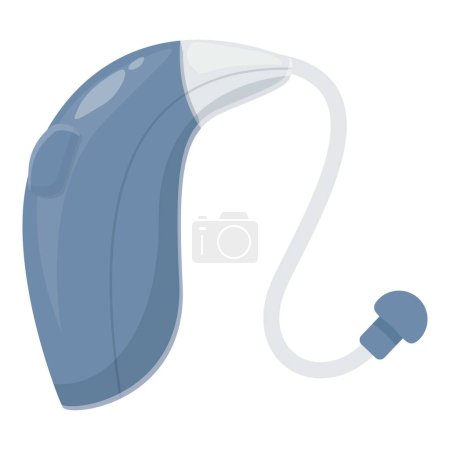 Téléchargez les illustrations : Vecteur de dessin animé d'icône d'aide auditive de couleur bleue. Volume bruyant. Matériel chirurgical analogique - en licence libre de droit