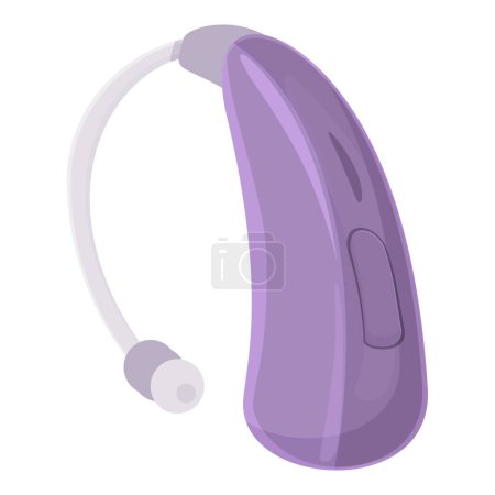 Téléchargez les illustrations : Violet aide auditive icône dessin animé vecteur. Perte oreille sonore. Styles de soins d'organes - en licence libre de droit