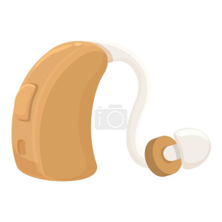 Plastic hearing aid icon cartoon vector. Level sound medicine. Care healthy