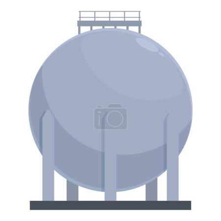 Round tank gas icon cartoon vector. Refinery platform. Plant fuel tanker