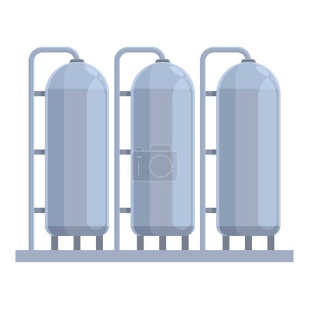 Téléchargez les illustrations : Réservoirs de gaz groupe icône dessin animé vecteur. Usine d'extraction de gaz. Nouveau pipeline de transport - en licence libre de droit