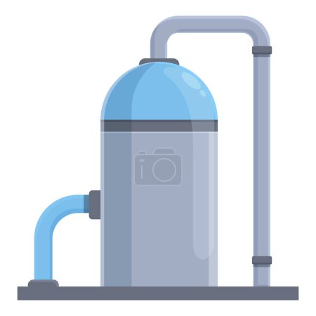Téléchargez les illustrations : Vecteur de dessin animé icône réservoir de gaz brûlant. Installation de dépôt. Station de flamme naturelle - en licence libre de droit