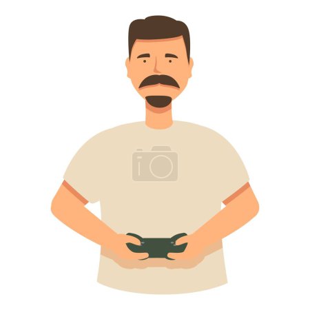 Father video gamer icon cartoon vector. Play computer game. Console cyber