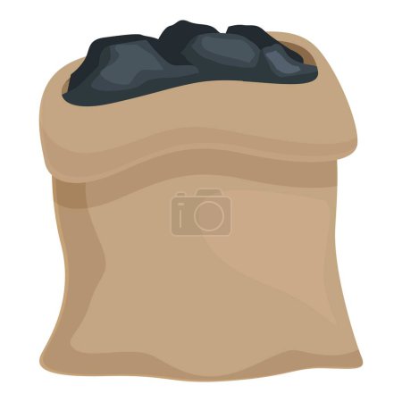 Ilustración de Carbón textil saco icono vector de dibujos animados. Fósil de fábrica de minas. Carro de carro - Imagen libre de derechos