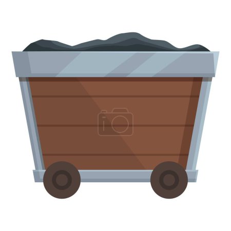 Illustration for Wagon cart with coal icon cartoon vector. Mine factory. Trolley sector carriage - Royalty Free Image