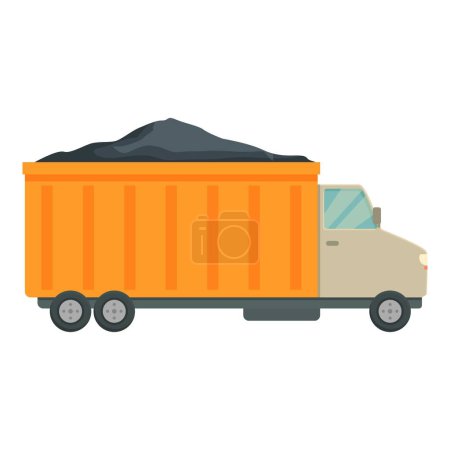 Coal transport truck icon cartoon vector. Plant cart trolley. Fuel rock energy