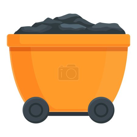 Modern coal cart icon cartoon vector. Wagon mining coal. Fuel rock energy