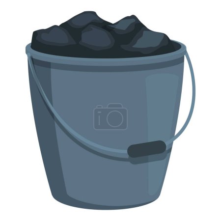 Ilustración de Cubo lleno de vector de dibujos animados icono de carbón. Planta de eje. Sector de las rocas energéticas - Imagen libre de derechos