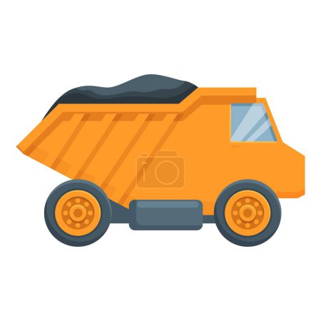 Ilustración de Vector de dibujos animados icono de camión volquete de mina. Carro de carro mío. Energía de roca fósil - Imagen libre de derechos