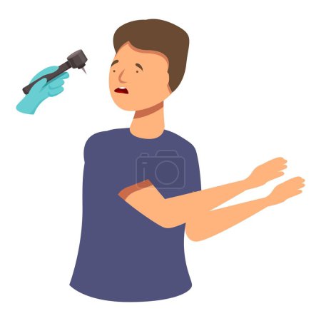 Illustration for Boy afraid doctor icon cartoon vector. Medical injection. Adult disease - Royalty Free Image