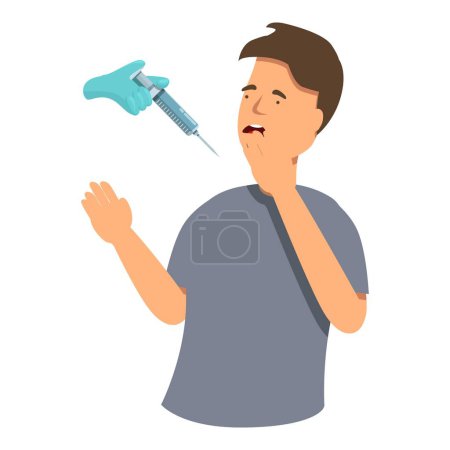 Illustration for Boy cry under injection icon cartoon vector. Doctor health care. Pain child - Royalty Free Image
