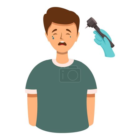 Illustration for Boy crying at dental doctor icon cartoon vector. Tooth disease. Healthcare room - Royalty Free Image
