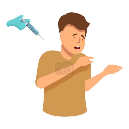 Illustration for Syringe afraid icon cartoon vector. Cute young kid cry. Injection vaccine - Royalty Free Image