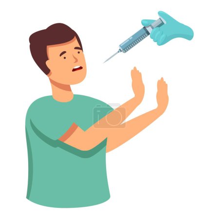 Illustration for Patient scared icon cartoon vector. Syringe injection of vaccine. Adult disease - Royalty Free Image