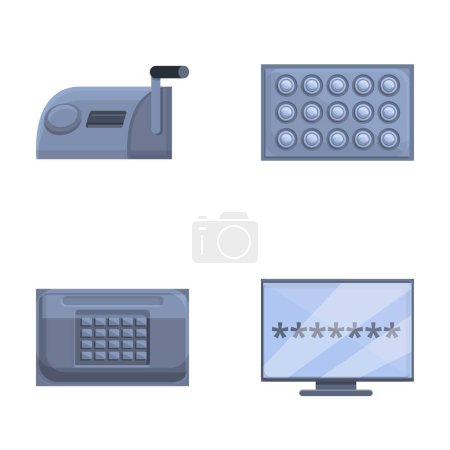 Cipher icons set cartoon vector. Various type of encryption. Data encryption concept